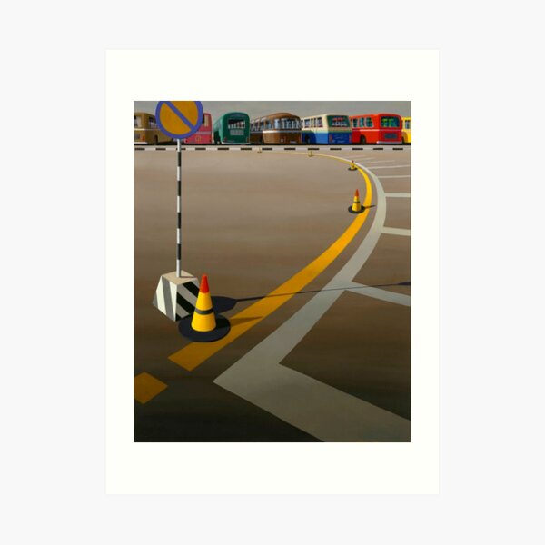 Print of original oil painting, 'Bus Terminus' (1973) by Jeffrey Smart Art Print