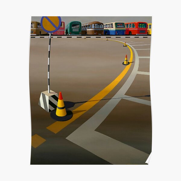 Print of original oil painting, 'Bus Terminus' (1973) by Jeffrey Smart Poster