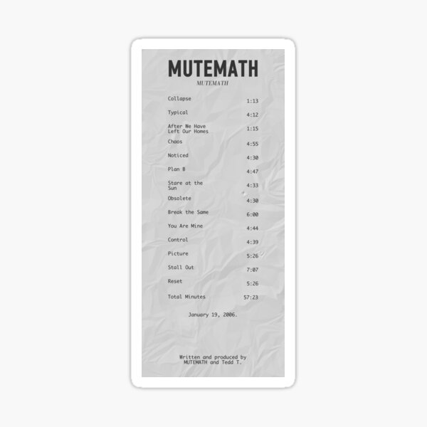 MUTEMATH VINYL STICKER CAR DECAL band laptop tshirt cd shirt vitals ep odd soul 