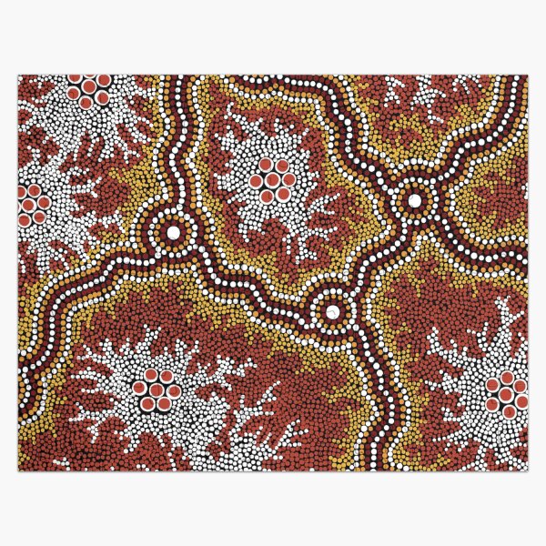 "Authentic Aboriginal Art Mountains " Jigsaw Puzzle for Sale by