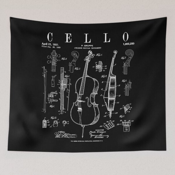 Item preview, Cello Vintage Patent Cellist Drawing Print designed and sold by GrandeDuc.