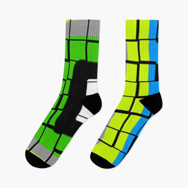 Item preview, GEOMETRIC SQUARES IN BLACK - GREY - NEON YELLOW- NEON GREEN NEON BLUE  designed and sold by Jane Holloway.