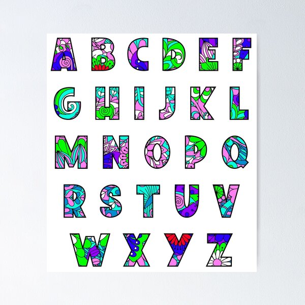 Comic distressed Alphabet abcdefghijklmnopqrstuvwxyz Poster for