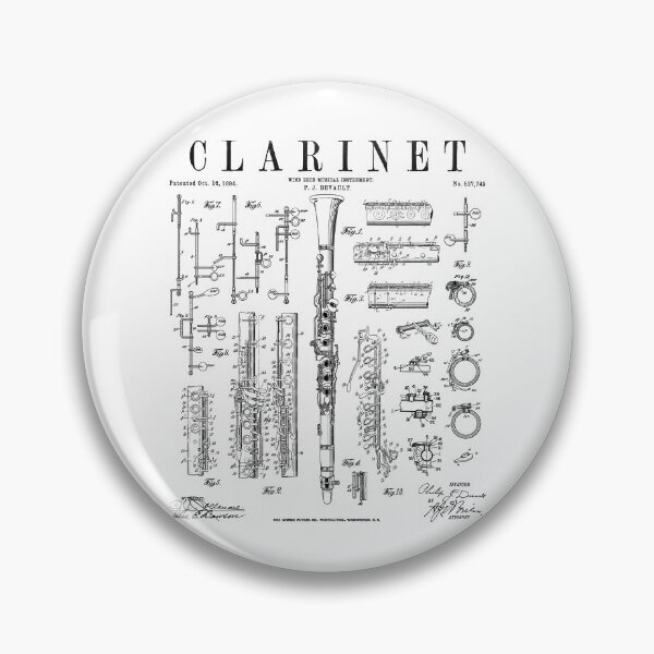 Item preview, Clarinet Vintage Patent Clarinetist Drawing Print designed and sold by GrandeDuc.