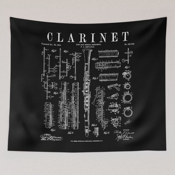 Item preview, Clarinet Vintage Patent Clarinetist Drawing Print designed and sold by GrandeDuc.