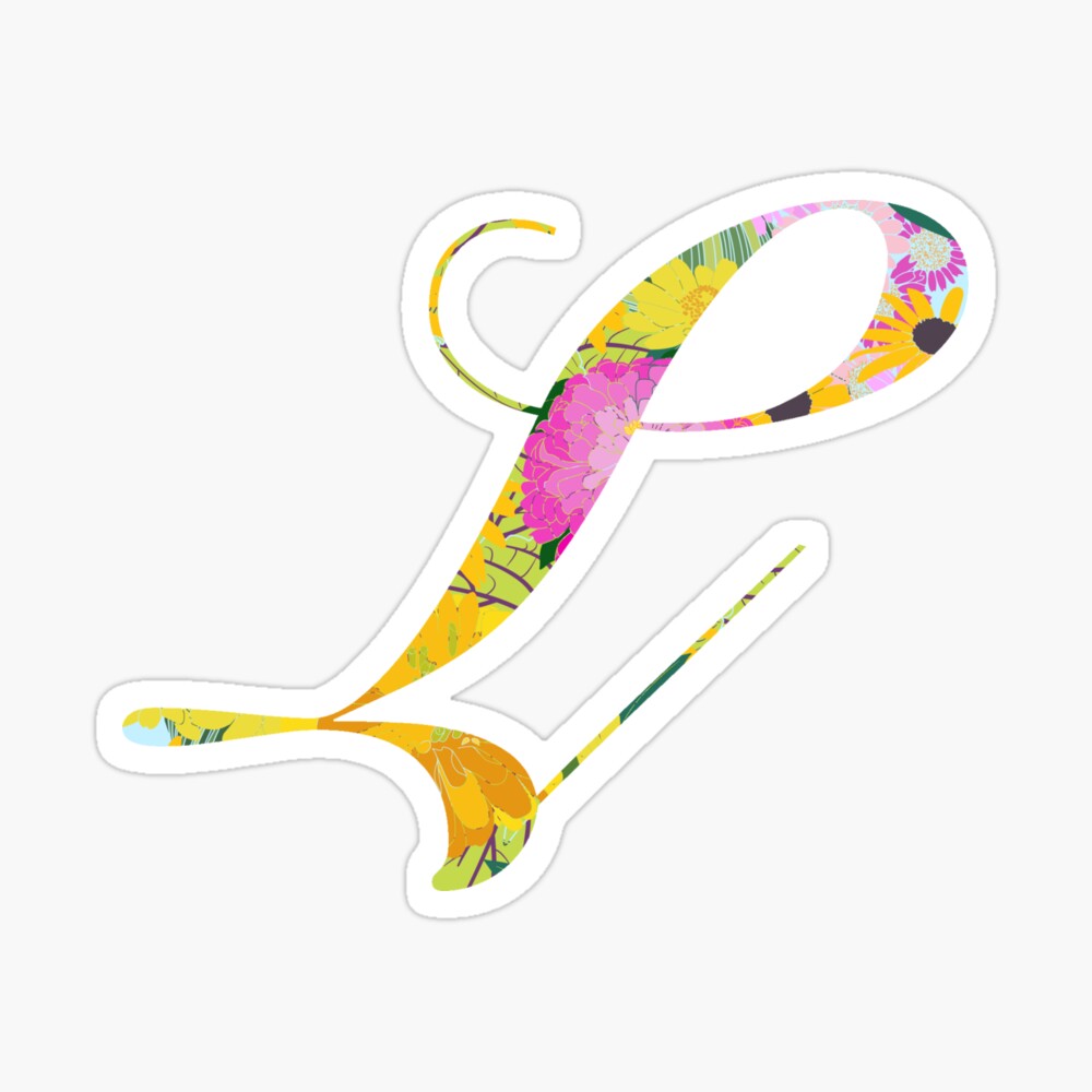 Floral Alphabet Monogram Letter L Tile