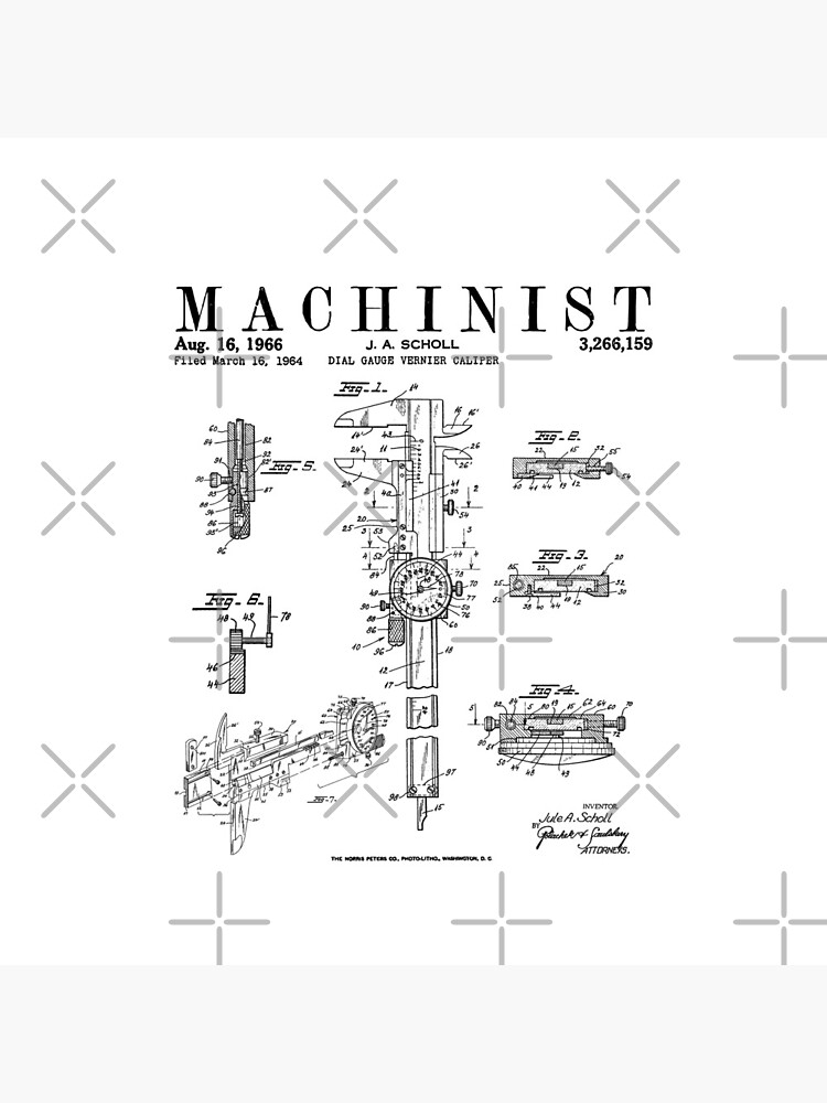 Funny Machinist Vintage Dial Caliper Patent Print Drawing by GrandeDuc