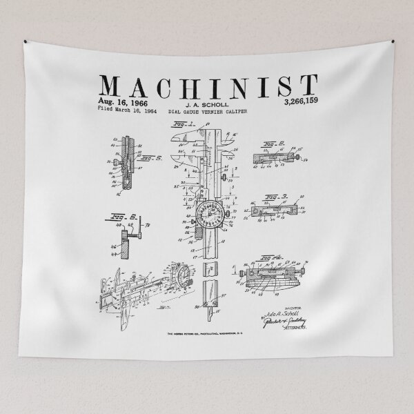 Item preview, Funny Machinist Vintage Dial Caliper Patent Print Drawing designed and sold by GrandeDuc.