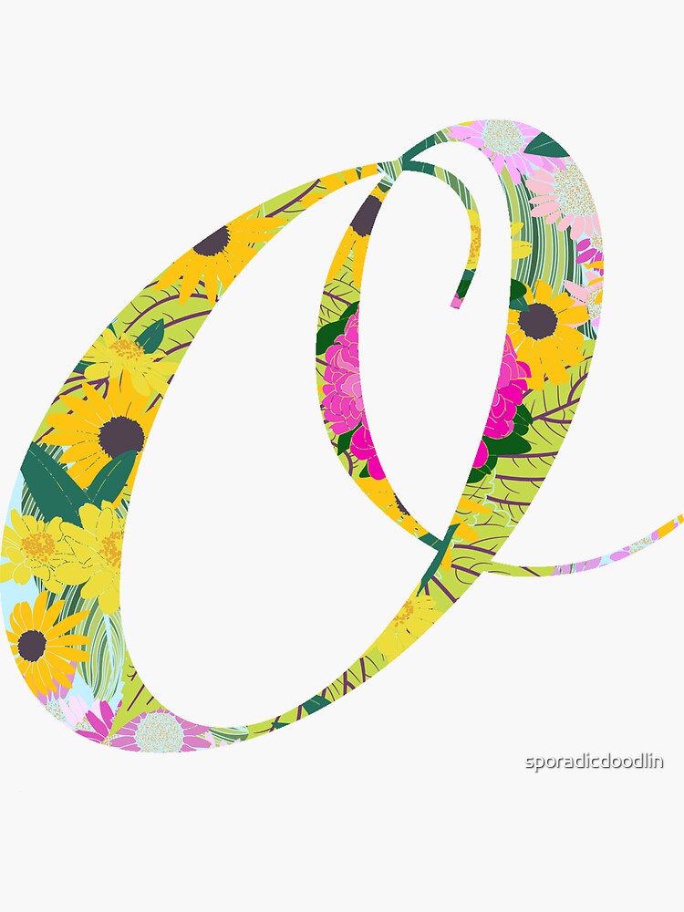 Monogram Floral Cursive Letter O Sticker for Sale by sporadicdoodlin