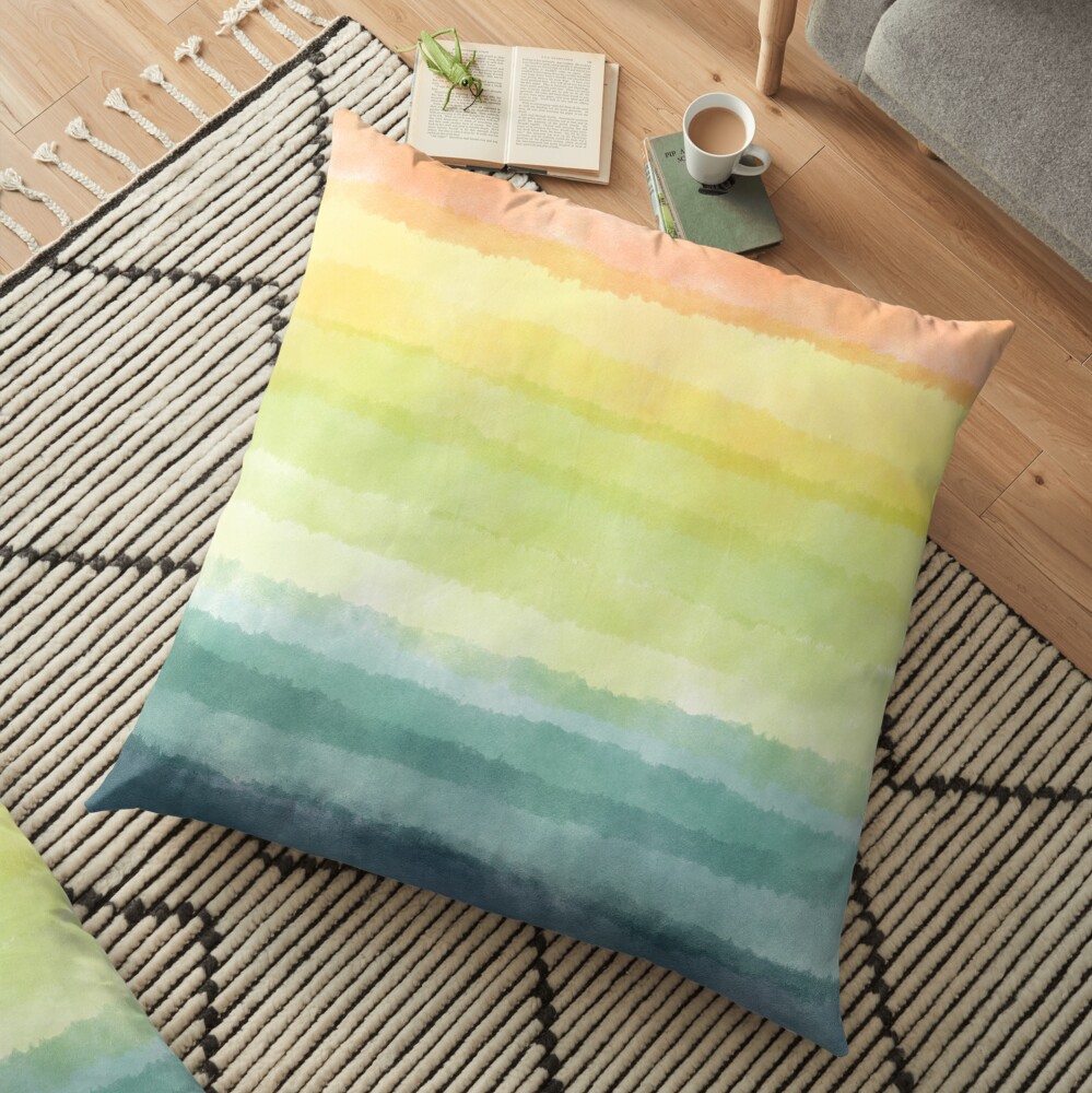 Retro breeze _ watercolour Floor Pillow