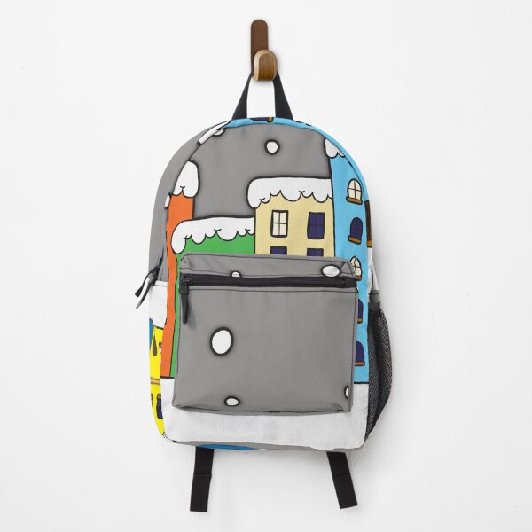 Item preview, colorful Hand drawn town buildings night snow at winter designed and sold by mashmosh.