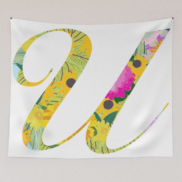 Item preview, Monogram Floral Cursive Letter U designed and sold by sporadicdoodlin.