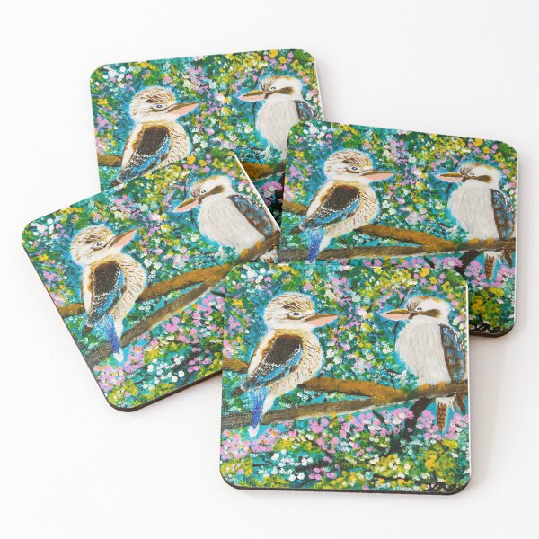 Item preview, Kookaburras among colourful flowers designed and sold by Geebizart.
