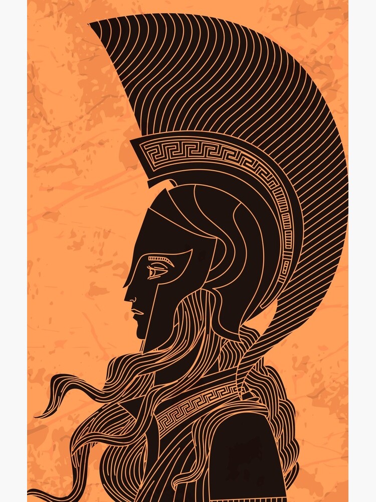 greek orange and black amphora drawing of athena by matintheworld