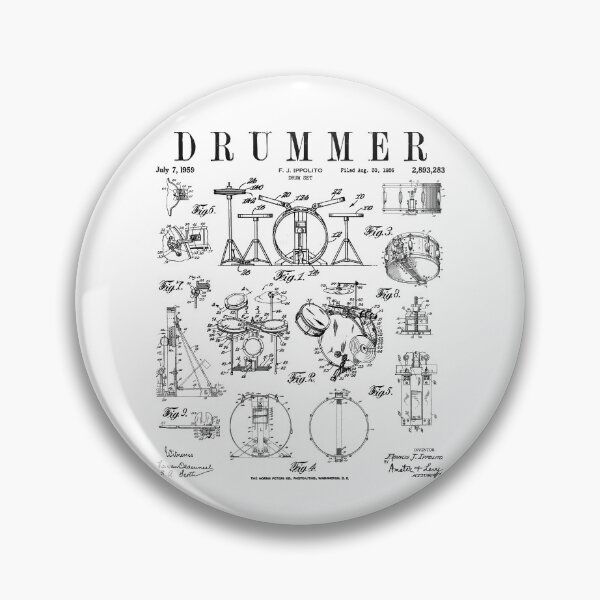 Item preview, Drum Set Kit Vintage Patent Drummer Drawing Print designed and sold by GrandeDuc.