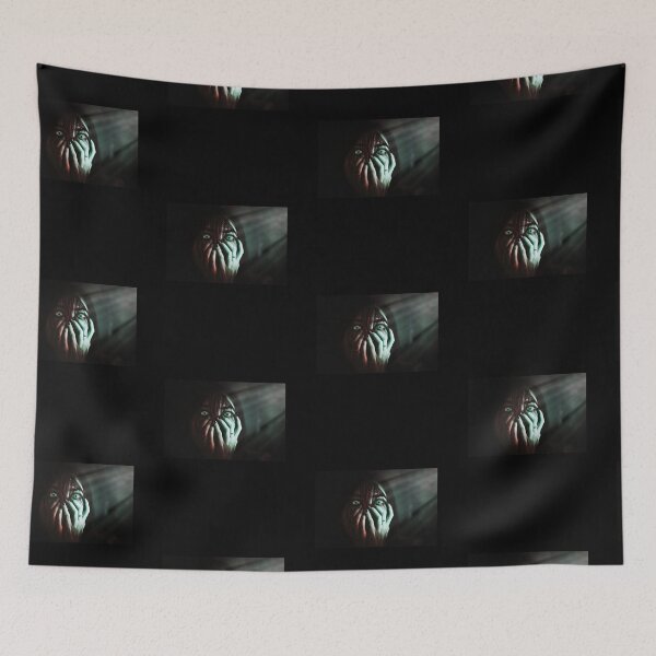 Item preview, Horror Halloween - Woman with green eyes, in fear in a dark room designed and sold by Rhu Creations.