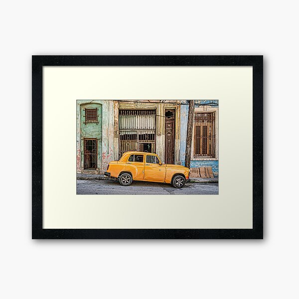 Yellow car Cuba Framed Art Print
