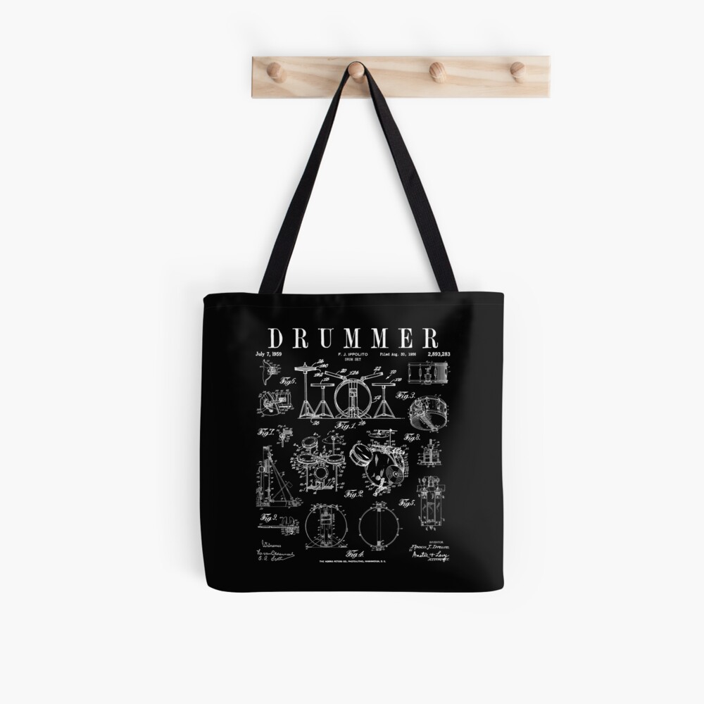 Drum Set Kit Vintage Patent Drummer Drawing Print