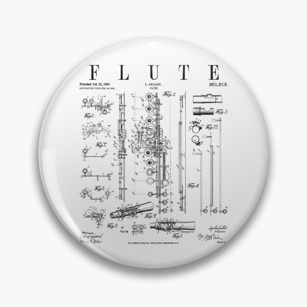 Item preview, Flute Vintage Patent Flutist Flautist Drawing Print designed and sold by GrandeDuc.