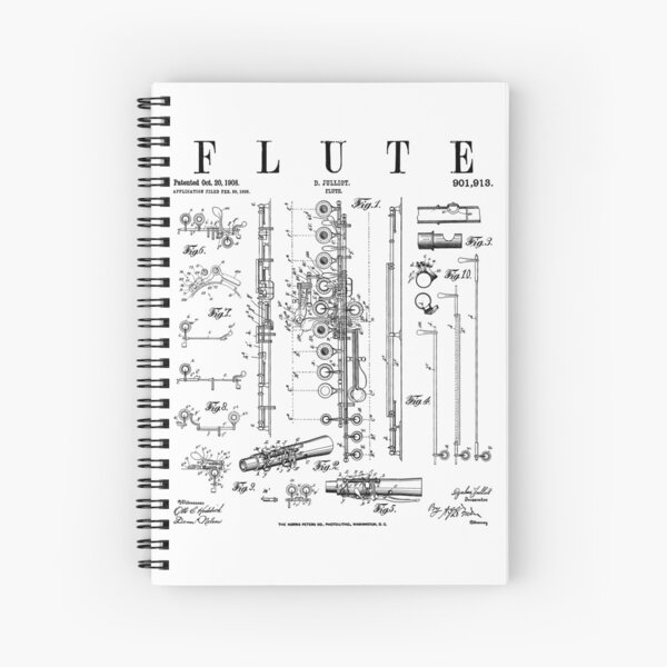 Item preview, Flute Vintage Patent Flutist Flautist Drawing Print designed and sold by GrandeDuc.
