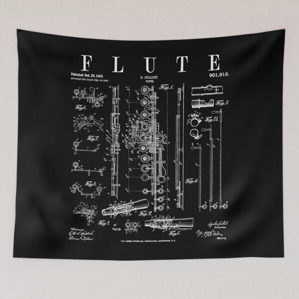 Item preview, Flute Vintage Patent Flutist Flautist Drawing Print designed and sold by GrandeDuc.