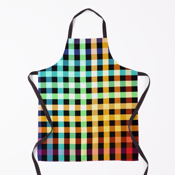 Item preview, colorful abstract pattern on black - striped checkered rainbow color design designed and sold by ohaniki.