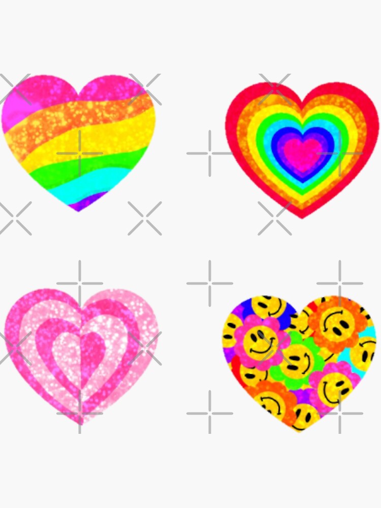 Rainbow Glitter Heart Stickers