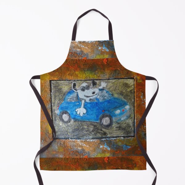 Item preview, A white dog is on board a blue fiat500 whit frame designed and sold by walterfest.
