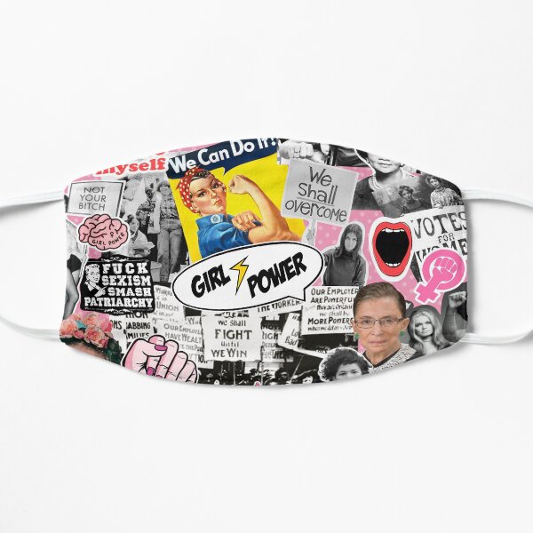 Feminism collage Flat Mask