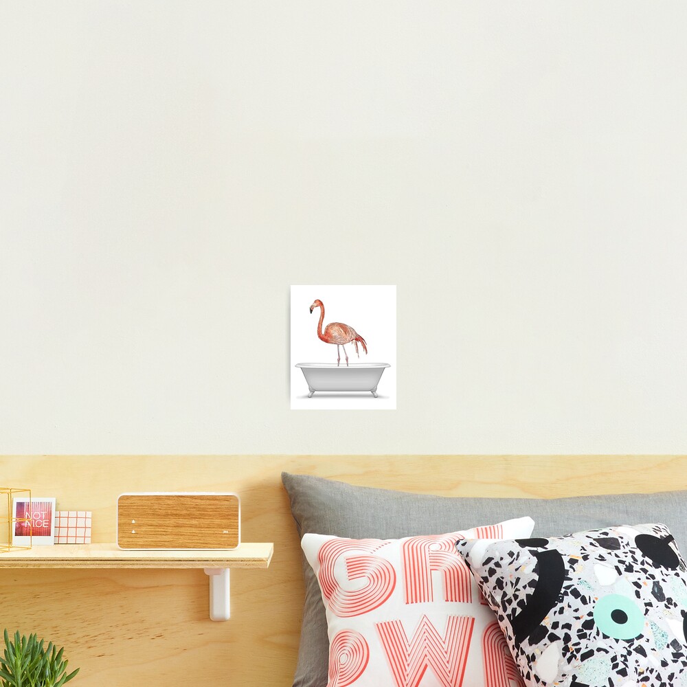 "flamingo, pink flamingo, bathroom art, bathroom wall art, bathroom