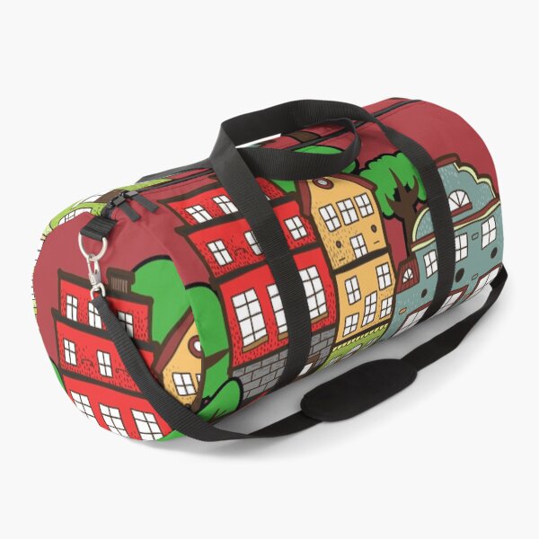 Item preview, colored Hand drawn town buildings  beautiful green trees designed and sold by mashmosh.