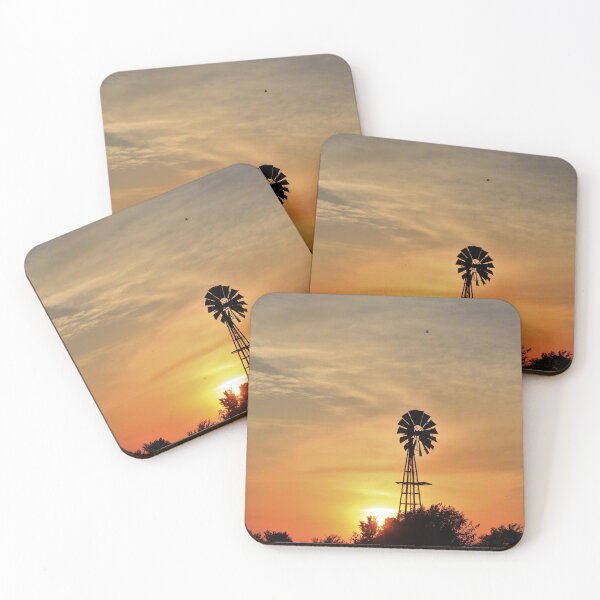 Item preview, Kansas colorful Sunset with a Windmill silhouette and a bird in the sky. designed and sold by ROBERTDBROZEK.