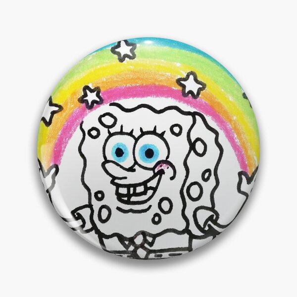 Item preview, Spongebob own illustration, imagination, cartoon interpretation, who lives in the pineapple under the sea, yellow sponge, colored rainbow, stars, funny gift, sinister drawing designed and sold by Mariuki Flow.