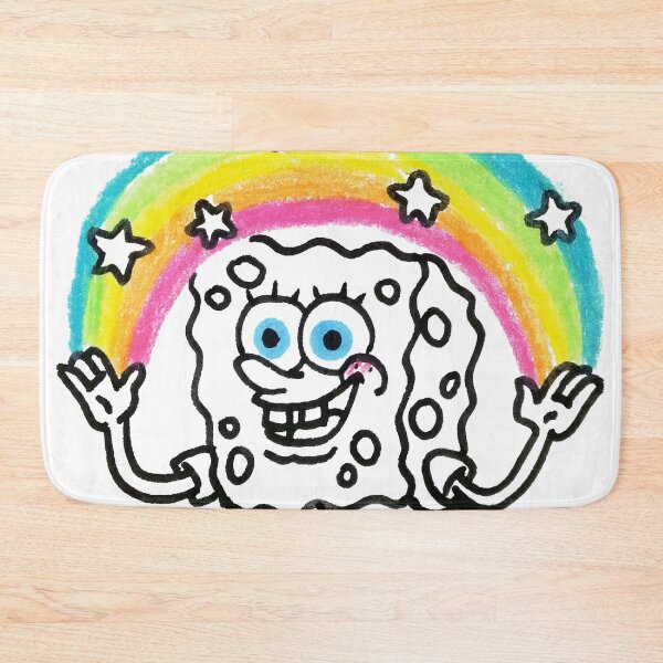 Item preview, Spongebob own illustration, imagination, cartoon interpretation, who lives in the pineapple under the sea, yellow sponge, colored rainbow, stars, funny gift, sinister drawing designed and sold by Mariuki Flow.