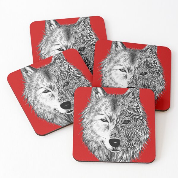 Item preview, LONE WOLF - NEO TRADITIONAL - GOTHIC RED Design designed and sold by kidlimits.