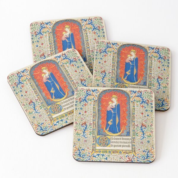 Item preview, VIRGIN WITH CHILD AND ANGELS  Antique Floral Swirls ,Medieval Miniature designed and sold by BulganLumini.