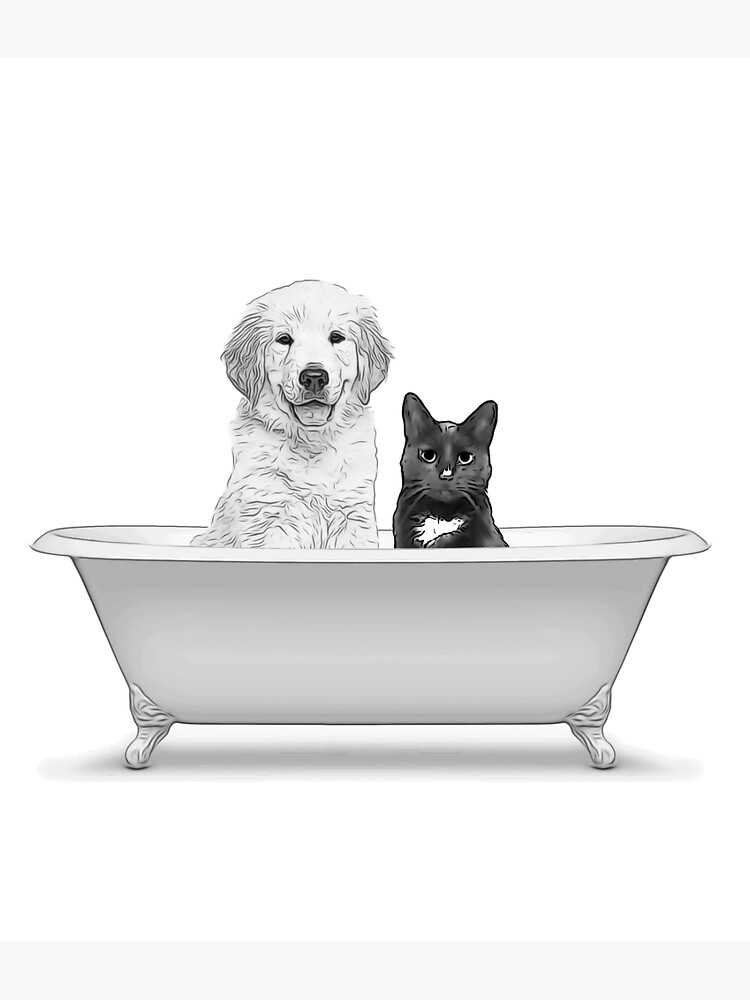 "dog, cat, pet, bathroom art, bathroom wall art, bathroom kids art