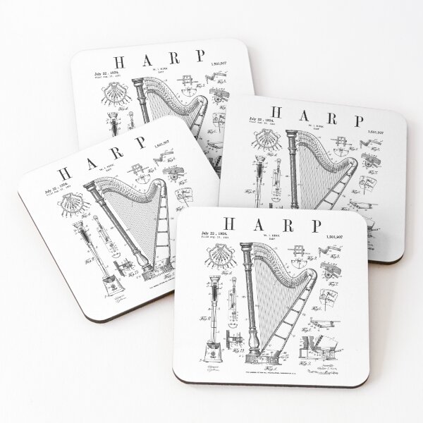 Item preview, Harp Vintage Patent Harpist Drawing Print designed and sold by GrandeDuc.