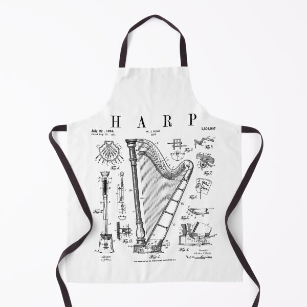 Item preview, Harp Vintage Patent Harpist Drawing Print designed and sold by GrandeDuc.