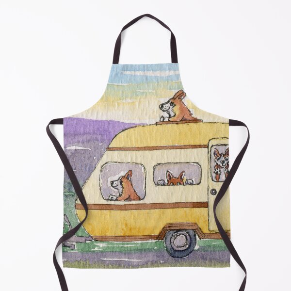 Item preview, There were off on their holidays - corgi dogs and pups in a caravan designed and sold by SusanAlisonArt.