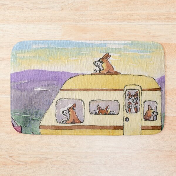 Item preview, There were off on their holidays - corgi dogs and pups in a caravan designed and sold by SusanAlisonArt.