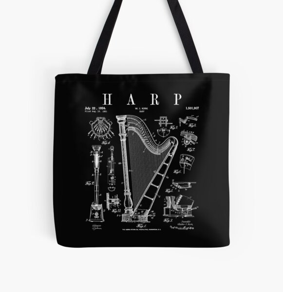 Artikel-Vorschau von Harfe Vintage Patent Harpist Zeichnung Druck, designt und verkauft von GrandeDuc.
