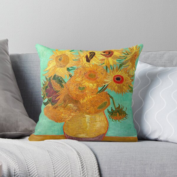 Vase With Twelve Sunflowers - Van Gogh Throw Pillow