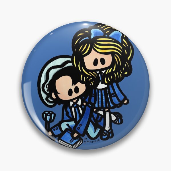 Blonde Girl and Raven Boy Prep School Pin