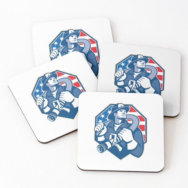 Item preview, Firefighter Fire Department Firefighter with Hose and American Flag designed and sold by cartattz.