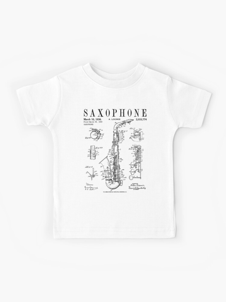 Vintage Patent Print Saxophone Player T-Shirt Vintage Patent Print Saxophone Player T-Shirt