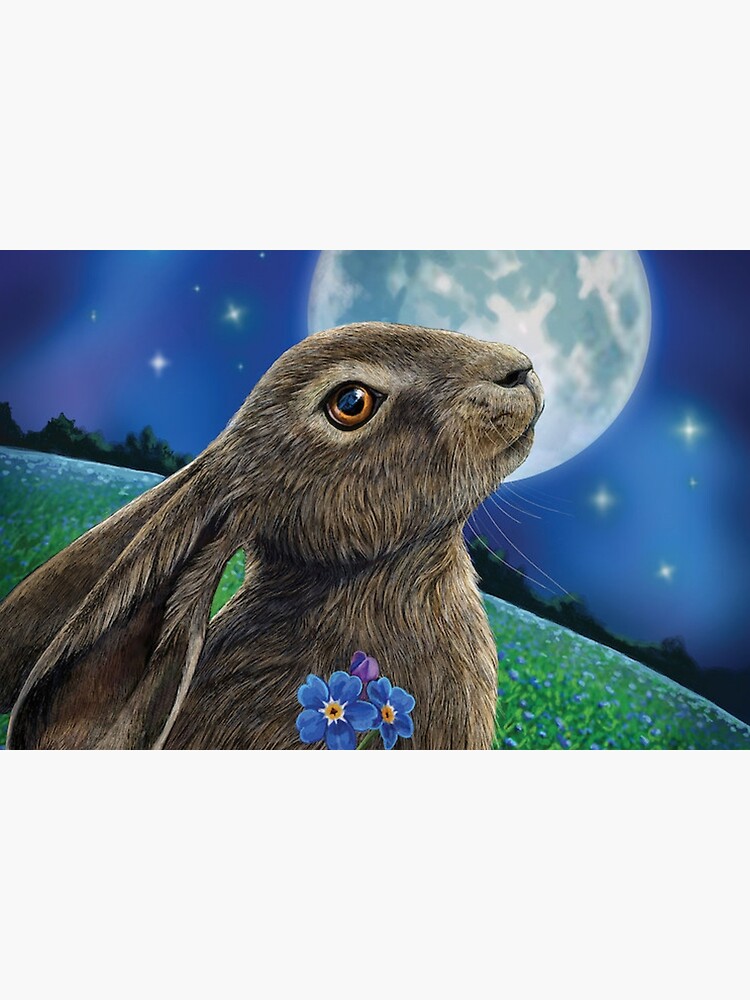 Moon Gazer Rabbit With Flower Funny Bunny Pet Animal Lover by DuaneFish