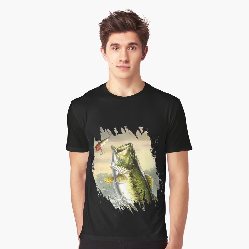 Largemouth Bass Fishing Black White Version Custom Fishing Shirts for Men -  Primesty
