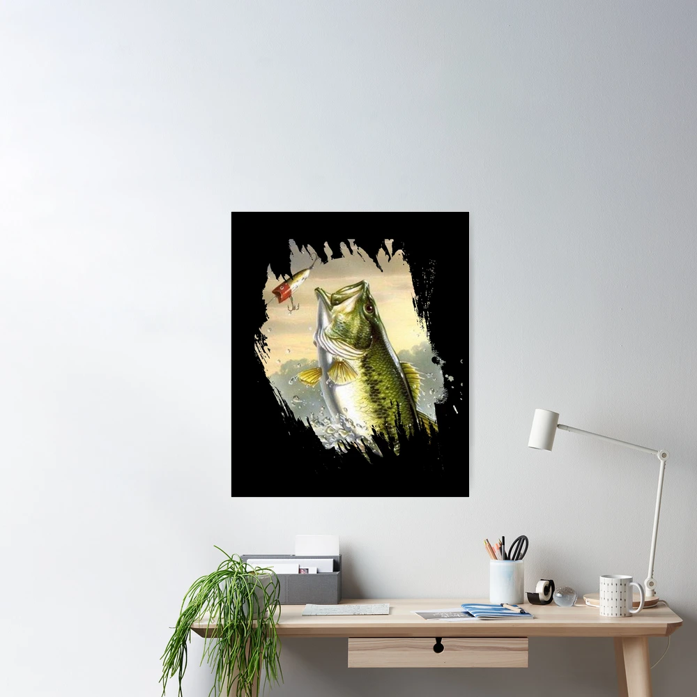Largemouth Bass Fishing for men Cool Fish Hunting Lovers Poster