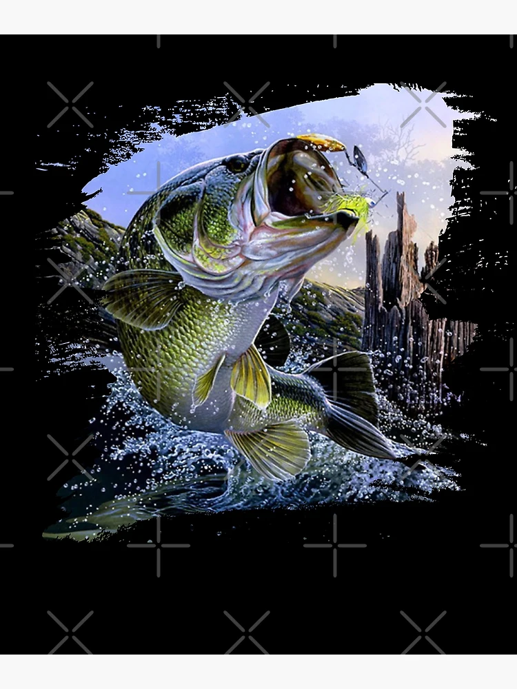 LAOSHU Largemouth Bass Fishing Freshwater Fish Poster Canvas